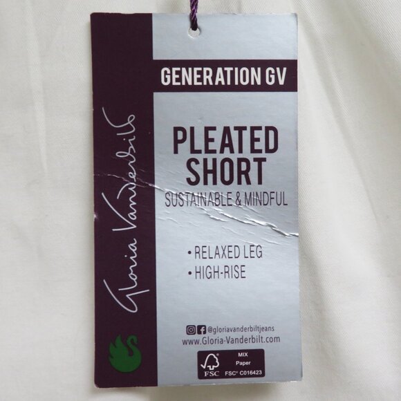 Gloria Vanderbilt Pleated Short Size 14 Vintage White Solid - Picture 4 of 6